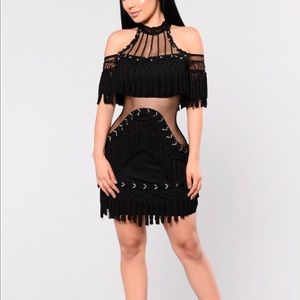 Fashion Nova Main attraction fringe dress black